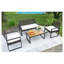Ensemble de meubles de patio 4 pièces pour balcon, véranda, jardin, jardin, jardin, pelouse, plateau en bois d'acacia, coussin brun et beige Morden-1427724395