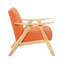 Modern Home Accent Chair: Orange Fabric Covered, Solid Rubberwood Frame, Natural Finish, 3.5" Arm Width Chair With Textured: Frame