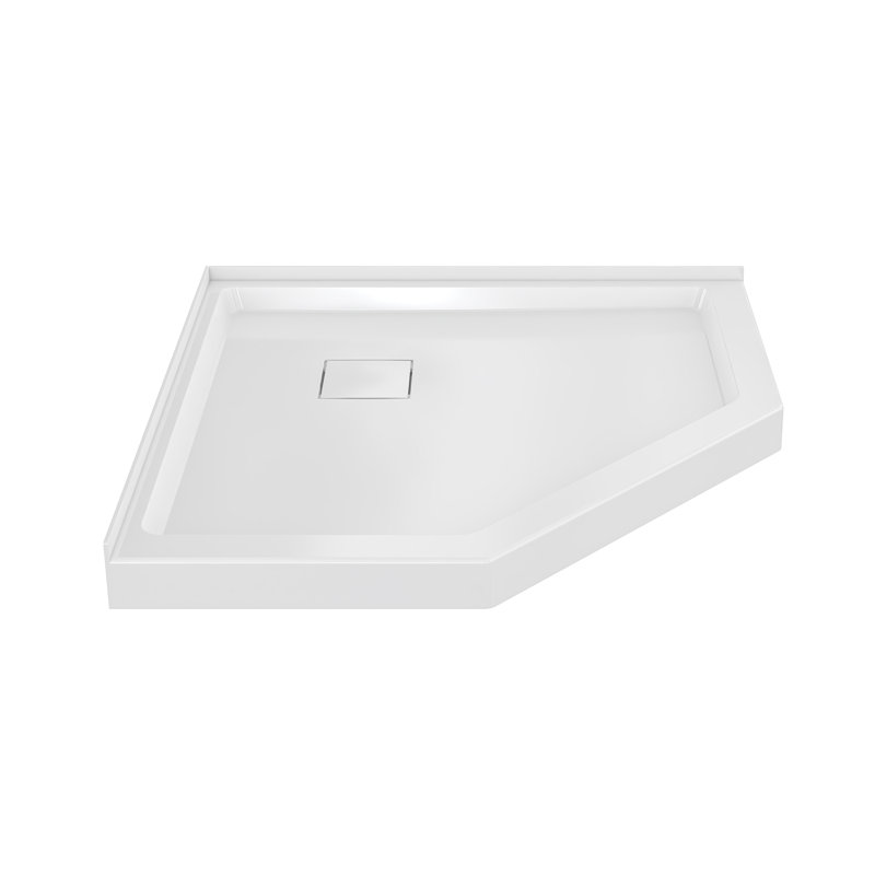 Marquette 38" X 38" Neo-Angle Double-Threshold Shower Pan Base With Center Drain In Glossy White