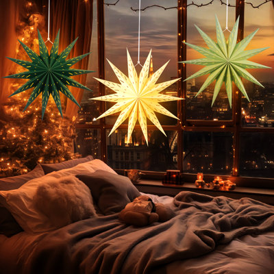 Sage Green 14-Pointed 17 Inch Paper Star(3pcs)
