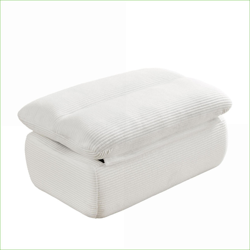 Méridienne avec repose-pieds | Fauteuil inclinable moderne en velours côtelé blanc cassé pour petits espaces, chambre à coucher | Velours côtelé | Standard