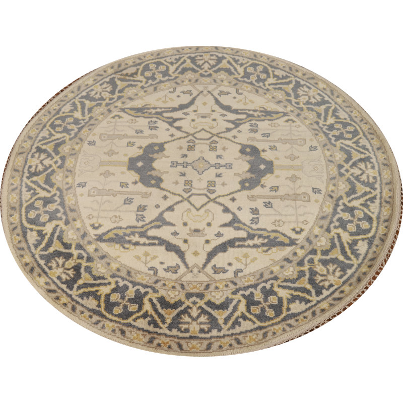 Handmade Wool Oushak Indian Round Rug 6x6