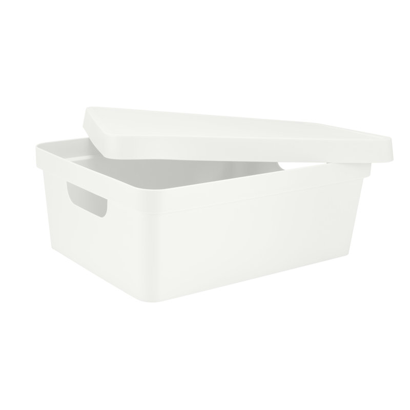 Vinto Storage Plastic Box, White, 5.4" H x 14.5" W x 11" D
