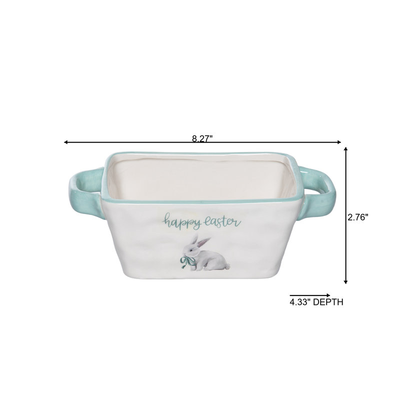 Mint Happy Easter Baker Ceramic Tabletop Baking Dish