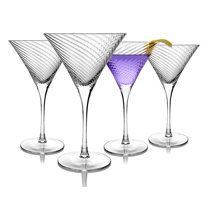 Viski Meridian Martini Glasses - Stemmed Fun Cocktail Glasses - Art Deco  Ripple Gold Rimmed Crystal Glassware - 7.8oz Set of 2