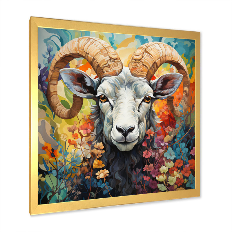 Colourful Sheep Chromatic Harmony - Animals Canvas Prints, H 24 po x l 24 po x P 1 po, Cadre doré à une seule photo