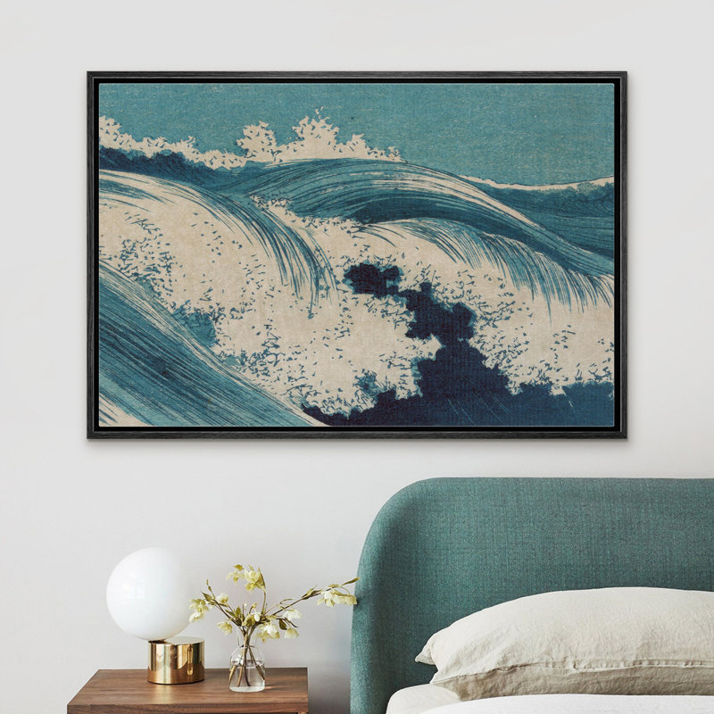 Vague d'océan, images rétro de style asiatique japonais, estampe numérique sur toile, art mural encadré, H 24 po x l 36 po
