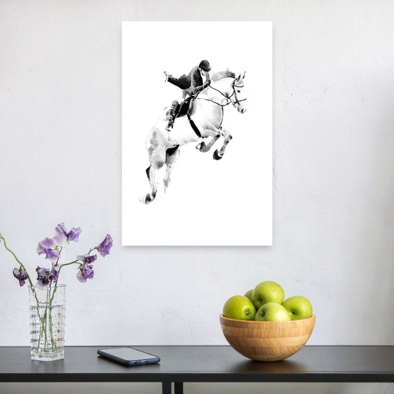 Affiche murale dramatique contemporaine représentant un cavalier en chute libre, H 24 po x l 16 po