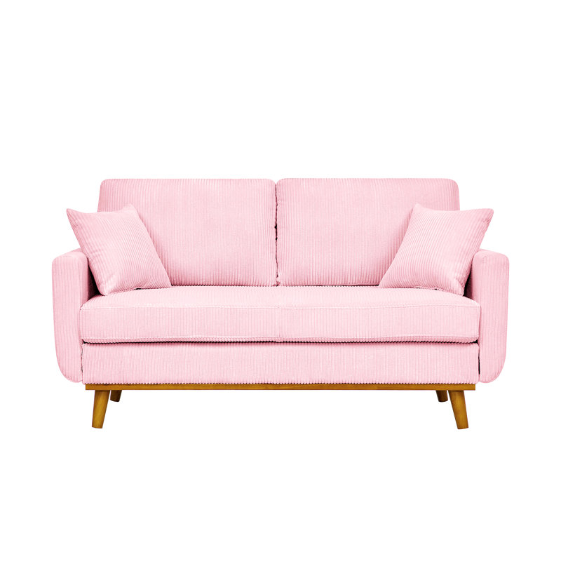 Causeuse en tissu avec accoudoirs et coussins décoratifs Corduroy, Pink