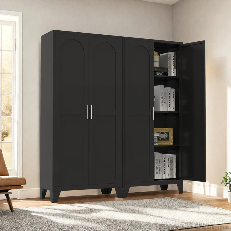  Armoire 2 portes avec serrure, Noir, H 61,02 po x l 27,56 po x P 13,78 po