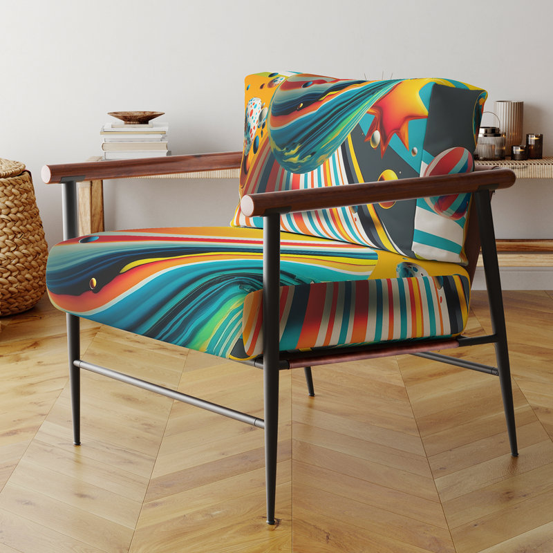 Fauteuil d'appoint à motif géométrique abstrait rembourré Croker, Doré
