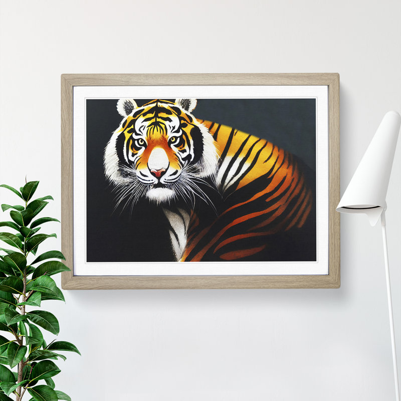 Beauty of the Tiger 1 Piece Single Picture Frame Wall Art, 25cm H x 34cm W x 2cm D, Oak Framed