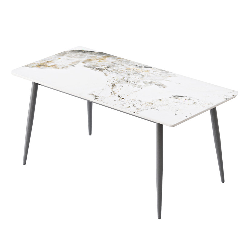 Table de salle à manger 62,99 po Modern Stone Edge, Gris foncé, Blanc Pandora, 29.53"H x 62.99"L x 31.5"W