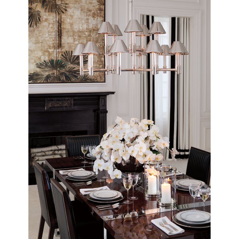 Ralph Lauren Barrett 9 Light Chandelier, Polished Nickel