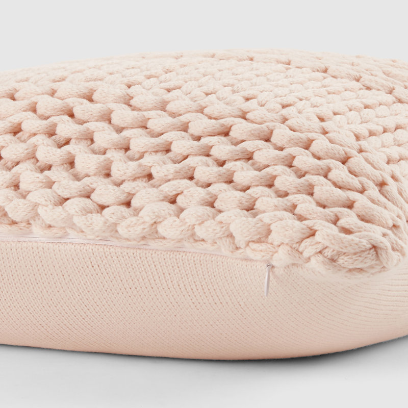 Blush Chunky Knit Acrylic Square Throw Pillow Set