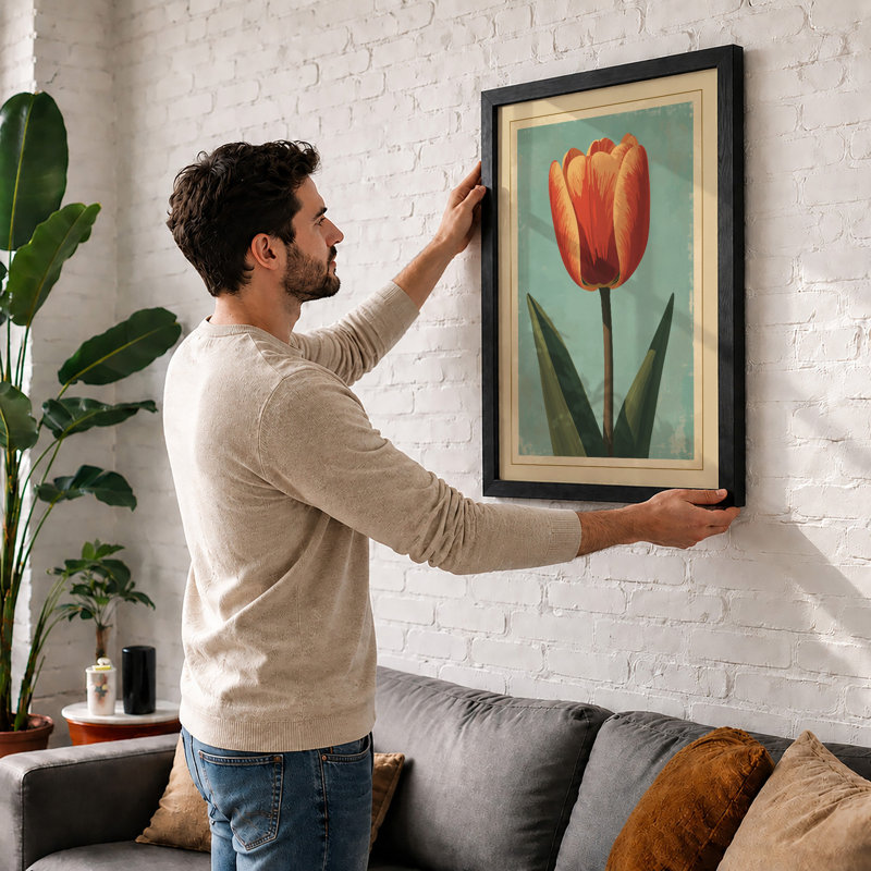 Striped Tulip Study Botanical - Print, Unframed, A1 - 84.1 x 59.4 cm