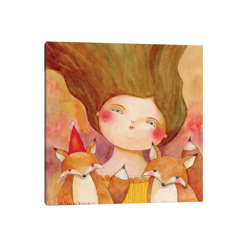 My Two Foxes by Teresa Kogut - Painting on Canvas, Wrapped Canvas, 45.72cm H x 45.72cm W x 1.91cm D
