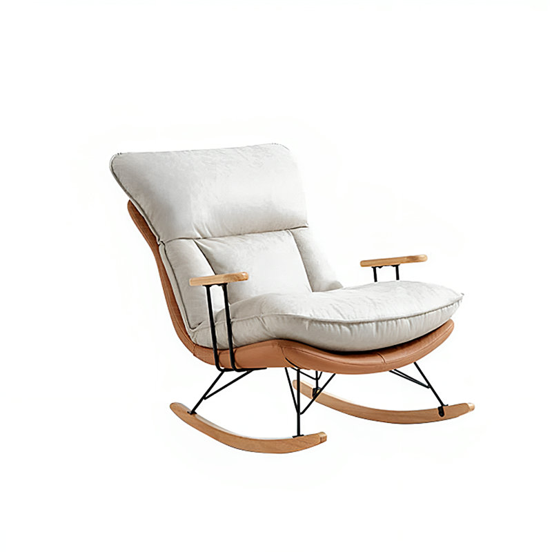Chaise berçante moderne simple et supérieure, Blanc cassé