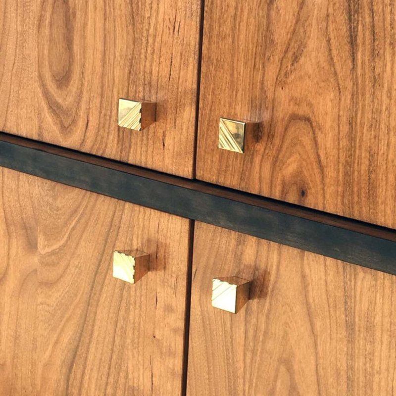 Pyramid Square Knob, Polished Brass