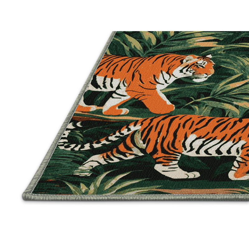 Washable Jungle Cat Big Cats Area Rug, Rectangle 8' x 12'