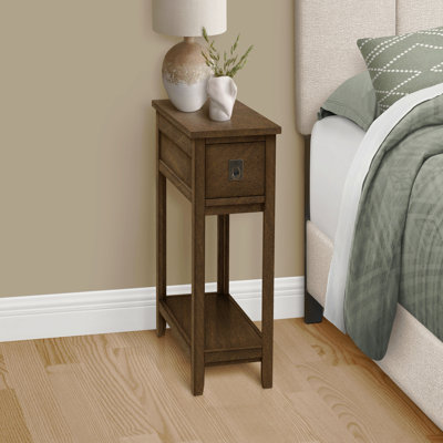 Accent Table, End, Side Table, Nightstand, Narrow, Storage Drawer, Veneer, Transitional