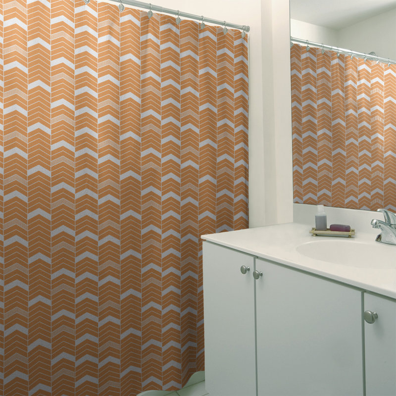 Rideau de douche simple à chevrons, Orange / blanc