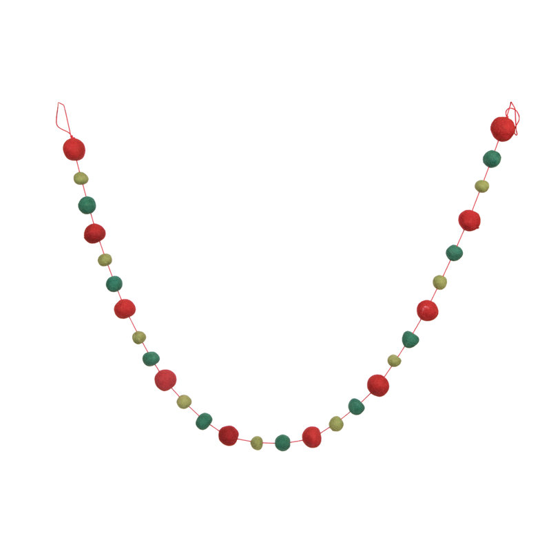 Guirlande 72 "Pom Pom, Rouge / lime / vert