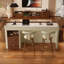 Bar de salon 78,74 "de style français rétro avec comptoir en pierre frittée et bordure en cuir beige