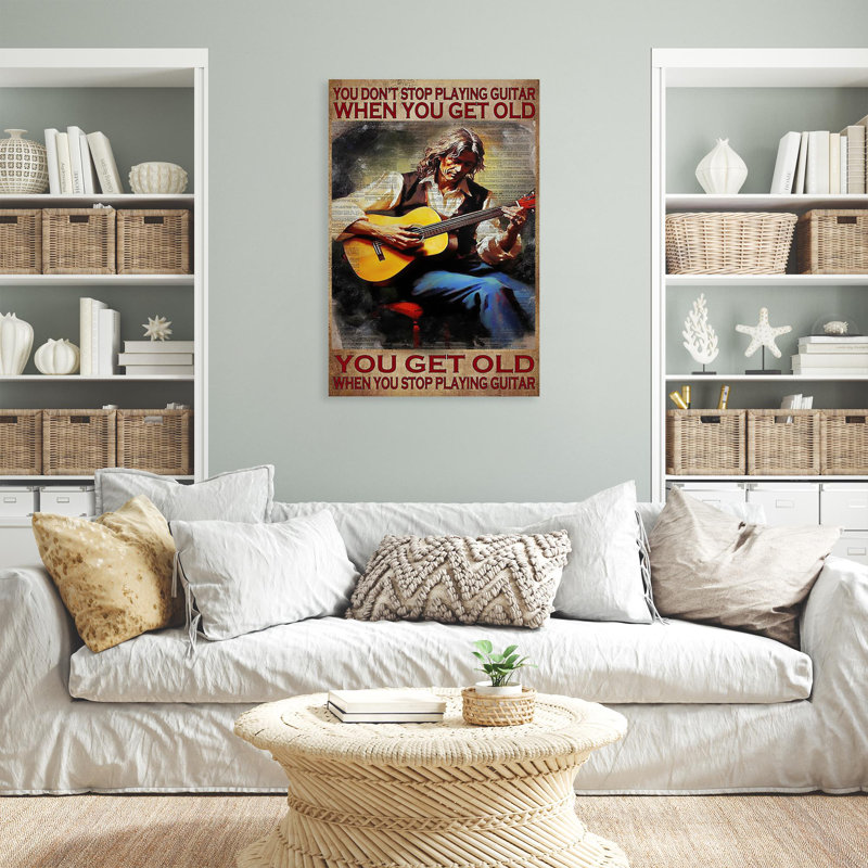 "You Get Old When You Stop jouant de la guitare" - 1 pièce, L 24 po x H 36 po