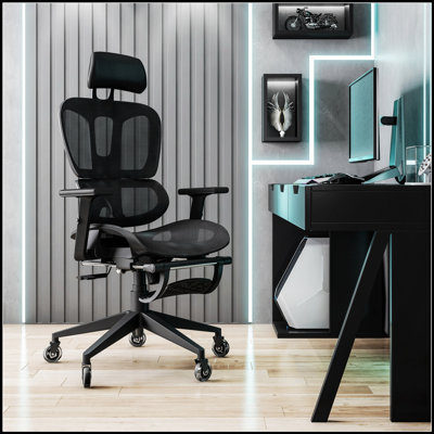 Chaise de bureau inclinable ergonomique en filet avec support lombaire et repose-pieds Techni Mobile