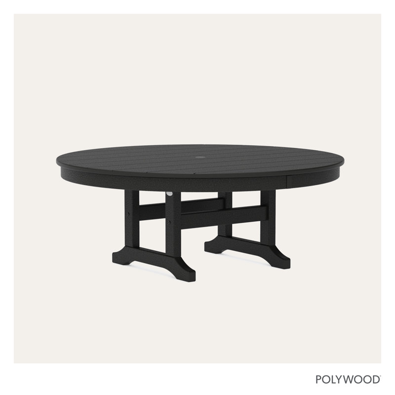 POLYWOOD Round Conversation Table, 48", Black