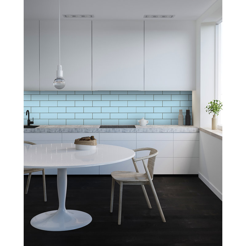 Premium 4" x 12" Glass Subway Tile, Baby Blue