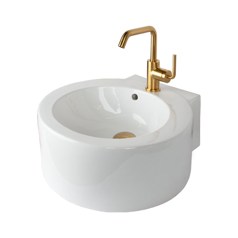 Cigno Deck Mount Single Hole Bathroom Faucet with Drain Assembly, Brushed Gold