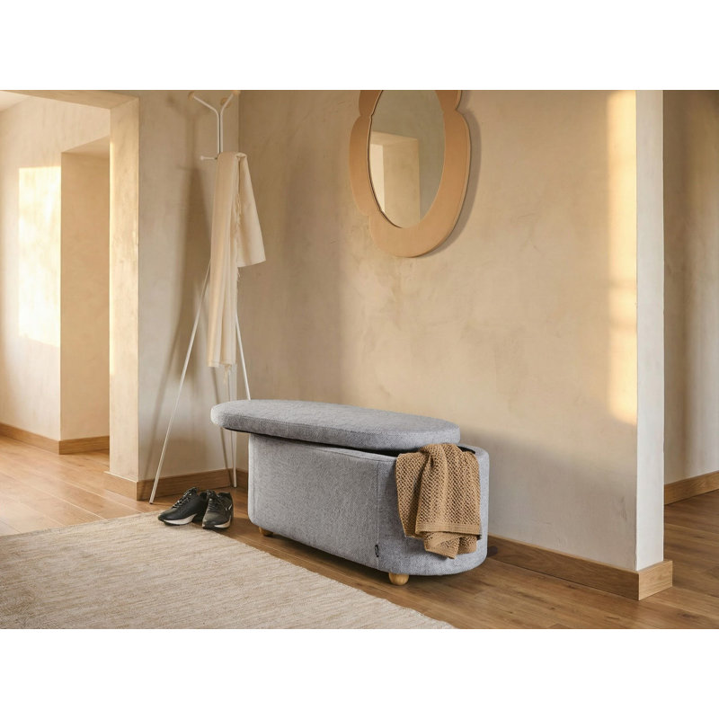 Fabric Upholstered Storage Bench, Grey