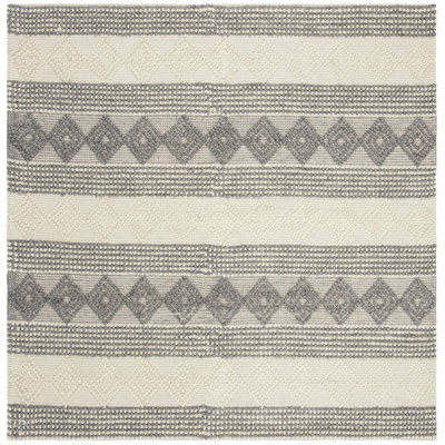Jacques Hand Woven Wool/Cotton Southwestern Rug in Ivory/Gray