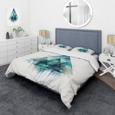 Ensemble de housse de couette Emerald Blue Echos Of Pyramid - Abstract Modern Shapes