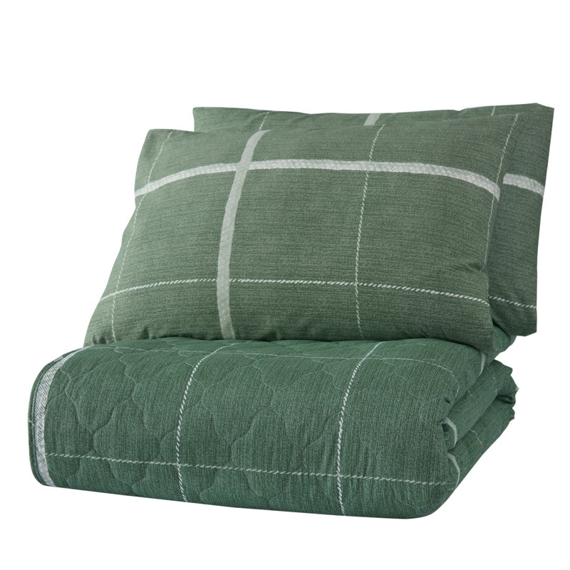 Cotton Plaid Bedspread with Pillowcases Included