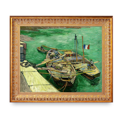 Quay with Men Unharing Sand Barges par Vincent Van Gogh. Reproduction d'art classique The World, estampe numérique sur toile, 1,5 po