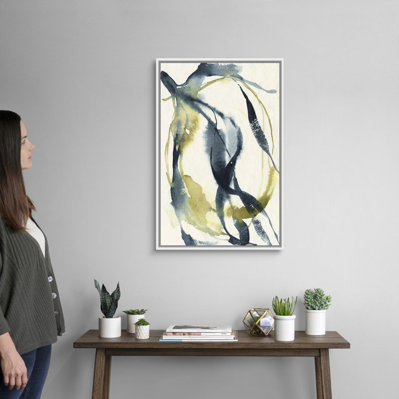 «Unwind II» par Jennifer Goldberger - reproduction d'art, H 32 po x l 22 po x P 1,75 po, Toile blanche encadrée