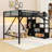 Metal Loft Bed with USB Ports, Shelves, Light Strip and Stairs-469596457-469596462