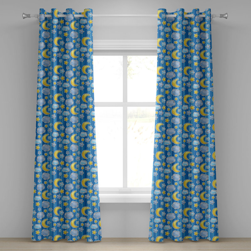 Ophelia & Co., rideau décoratif à œillets, 2 panneaux, 50 po, jaune bleu, L 50 po x L 96 po