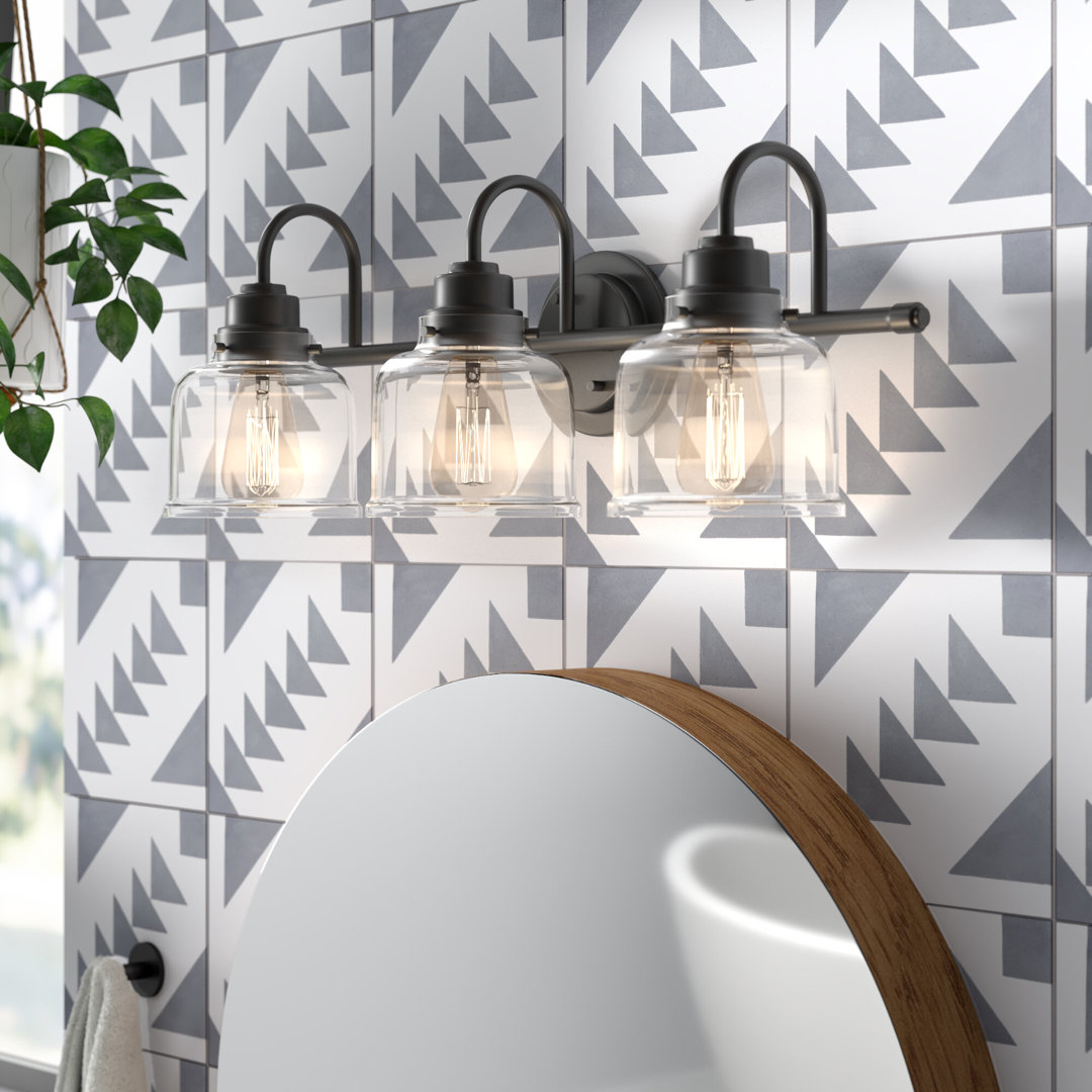 Juliann 24 in. 3-Light Modern Dimmable Vanity Light with Clear Glass Shade Beachcrest Home™