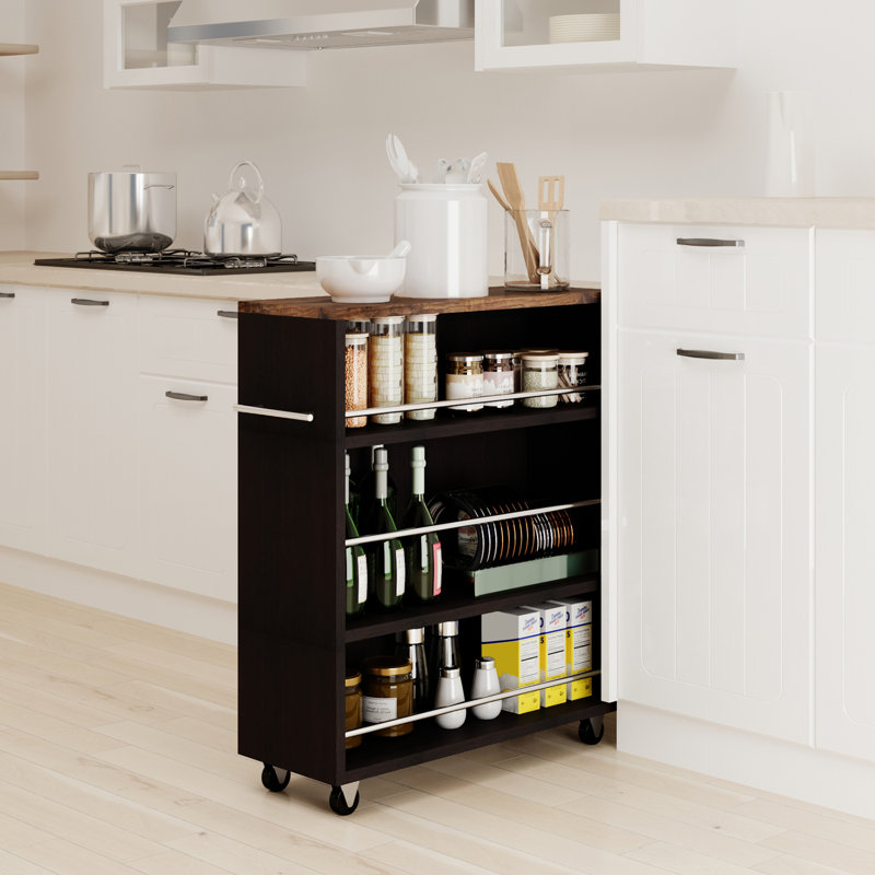 Movable Gap Cabinet, Narrow Storage Cabinet, Black