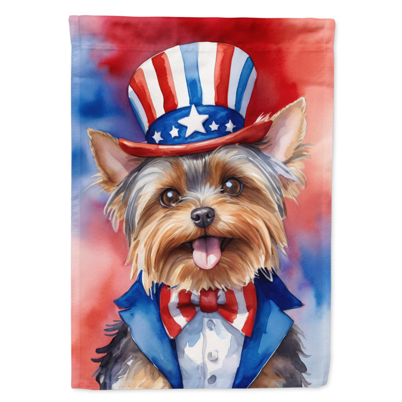 Drapeau patriotique du jardin américain, Yorkshire Terrier brun