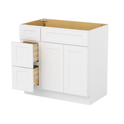 Bases-Drawers Left 36" × 21" × 34.5"Camlock Easy to Assemble Vanity Cabinet