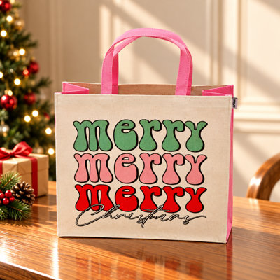 Sac-cadeau de Noël avec imprimé «Merry Christmas»