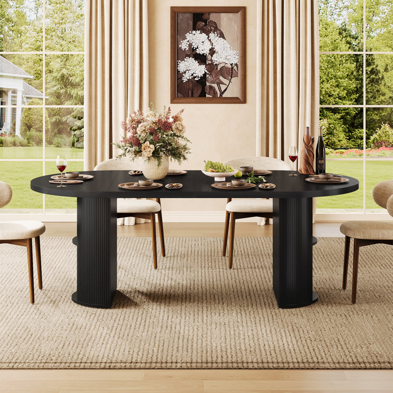Table de salle à manger extensible de 41 à 78 po Mid Century, Noir