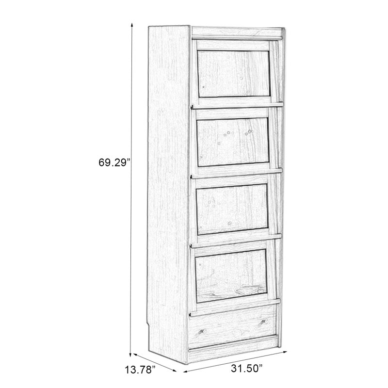 Vitrines en bois manufacturé brun massif, H 69,29 po x l 31,5 po x P 13,78 po