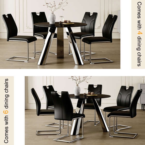 Ivy Bronx Sintered Stone Table And Chair With Appearance Elegant Dining ...