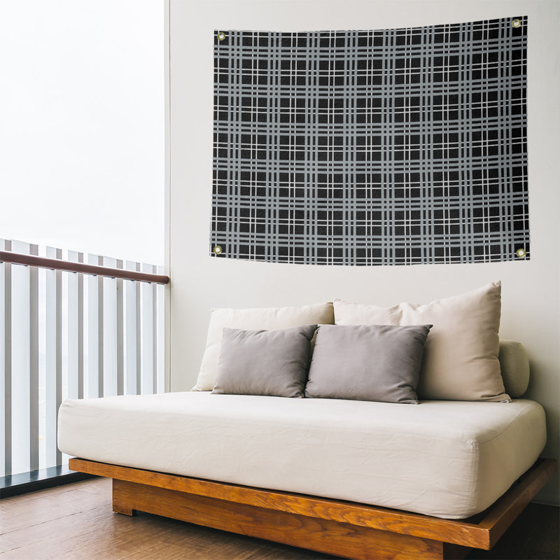 Tapisserie en polyester de luxe Las Vegas, Noir, blanc, argenté, H 59 po x l 80 po